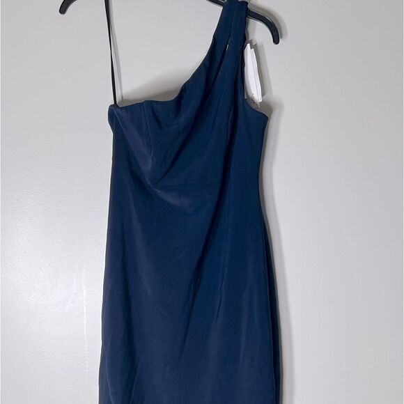 AQUA One Shoulder Keyhole Cocktail Dress - 100% Exclusive Size 6 Navy - Picture 8 of 10